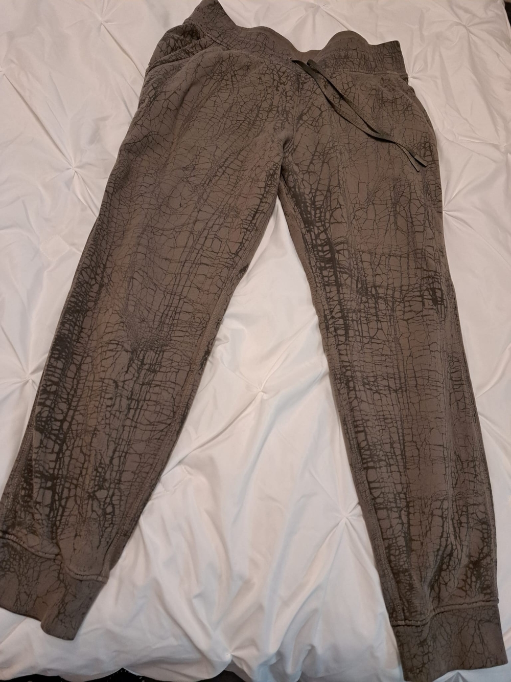 Textured Drawstring Jogger Leggings - Brown
